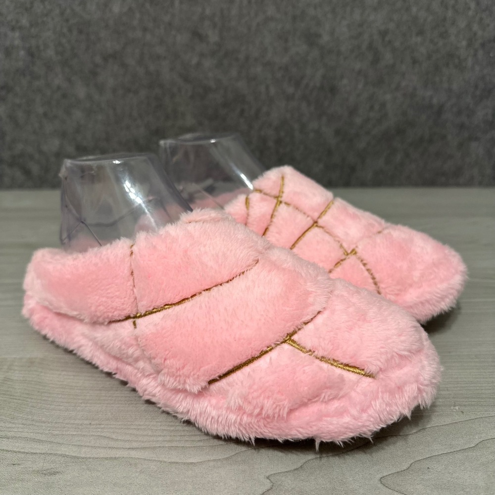 Mexistuff‎ Concha Slippers Women S/M Pink Mexican Pan Dulce Plush Faux Fur House